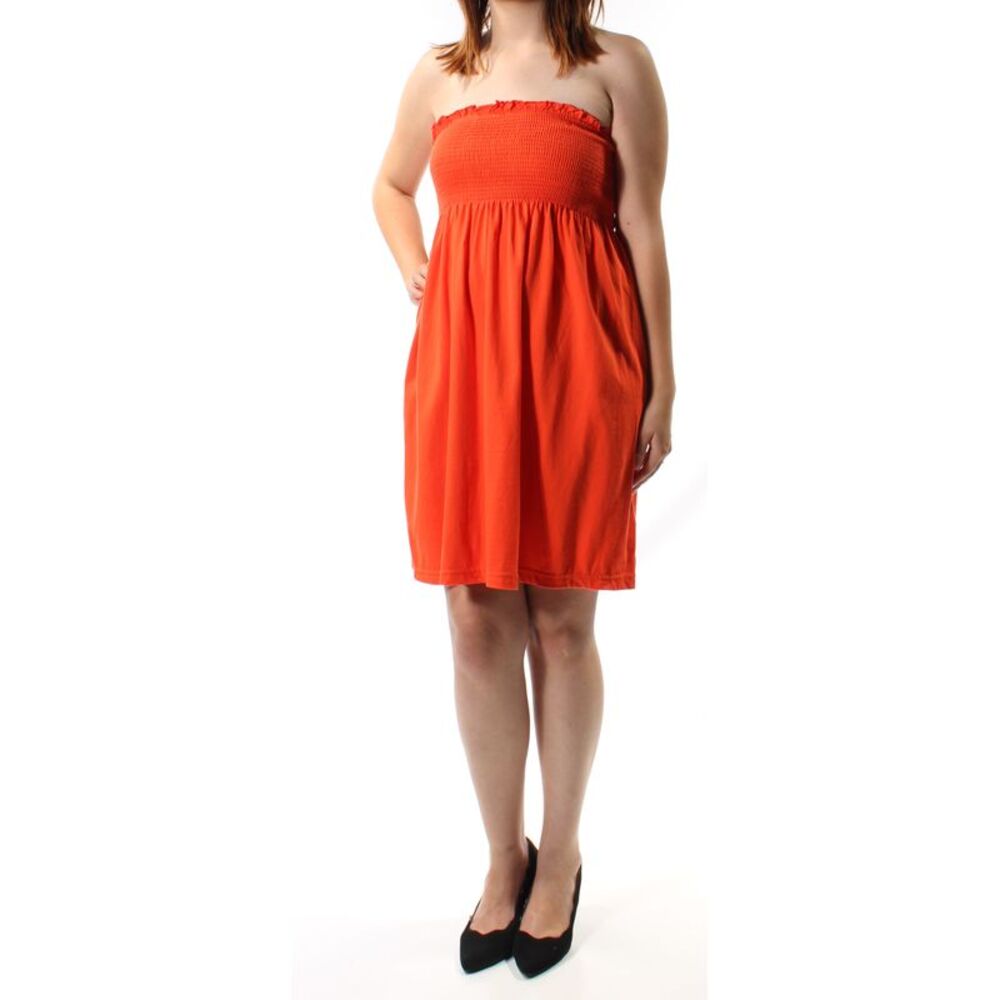 FREESTYLE Womens Orange Sleeveless Strapless Above The Knee Dress Size: M